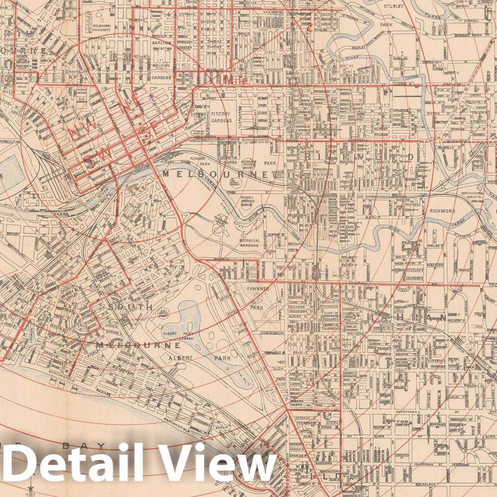 Historic Map : Melbourne 1910 , Vintage Wall Art