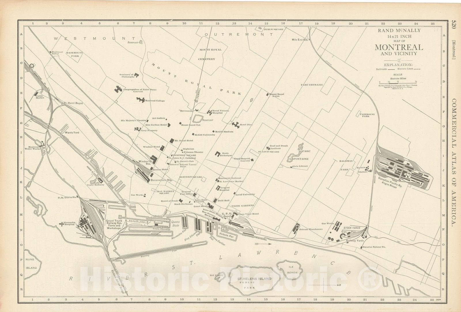 Historic Map : Commercial Atlas of America, 56th Edition, Montreal 1925 , Vintage Wall Art