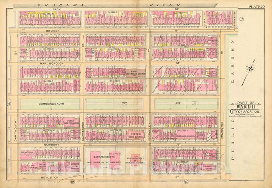 Historic Map : Atlas of Boston Proper, 1902 Plate 020 , Vintage Wall Art
