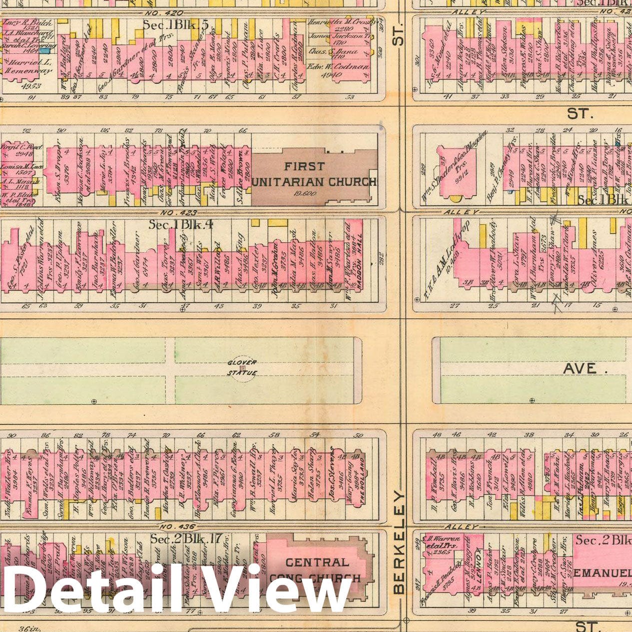Historic Map : Atlas of Boston Proper, 1902 Plate 020 , Vintage Wall Art