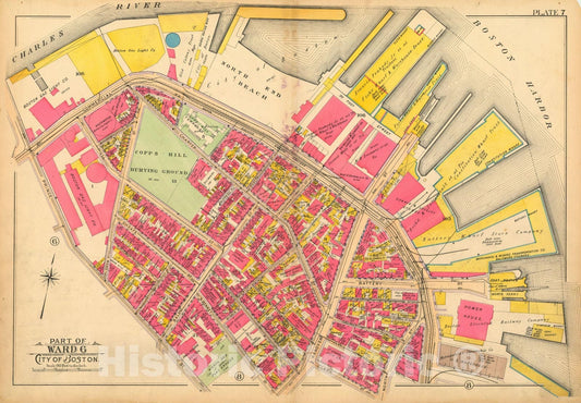 Historic Map : Atlas of Boston Proper, 1902 Plate 007 , Vintage Wall Art