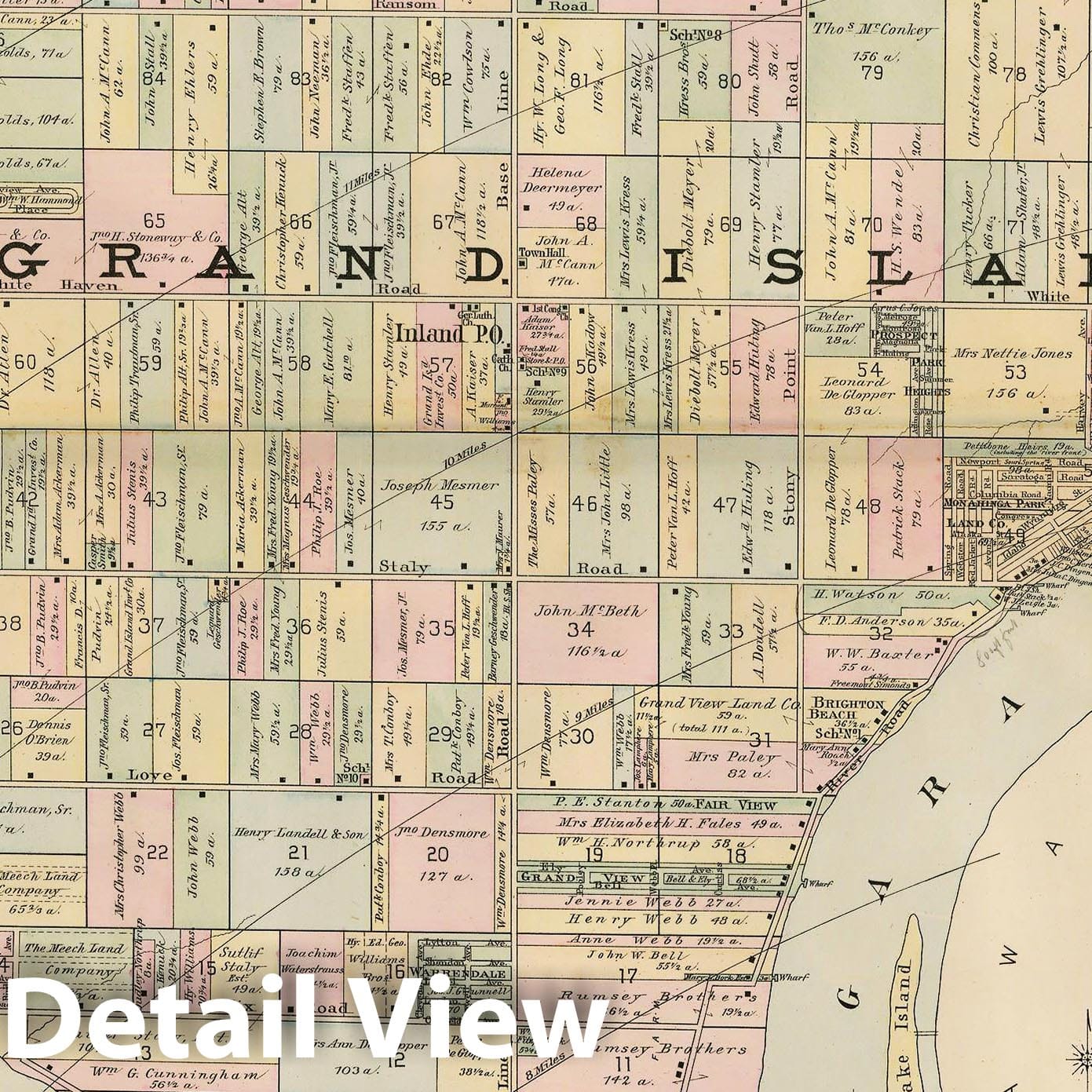 Historic Map : Atlas of Niagara Falls, North Tonawanda and Buffalo, NY, Grand Island 1893 Plate 018 , Vintage Wall Art