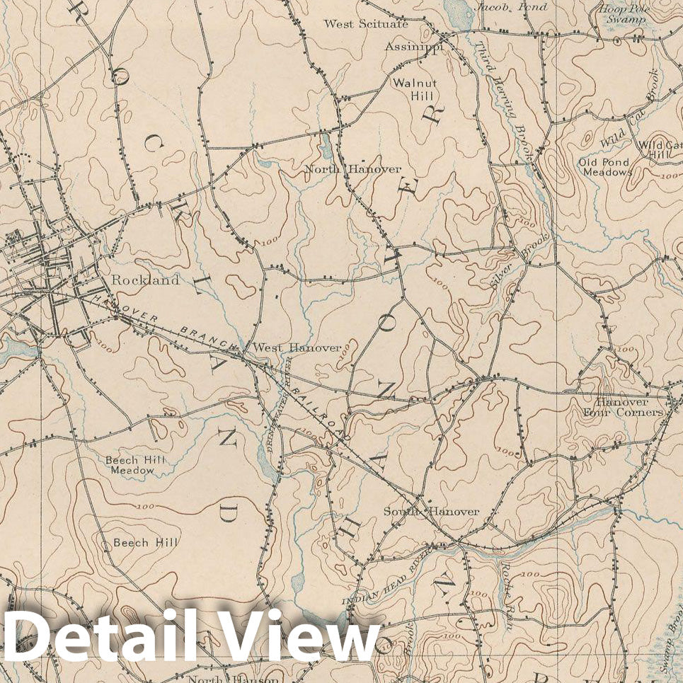 Historic Map : Atlas of Massachusetts, Abington & Braintree & Cohasset & Hingham & Rockland 1890 Page 39 , Vintage Wall Art