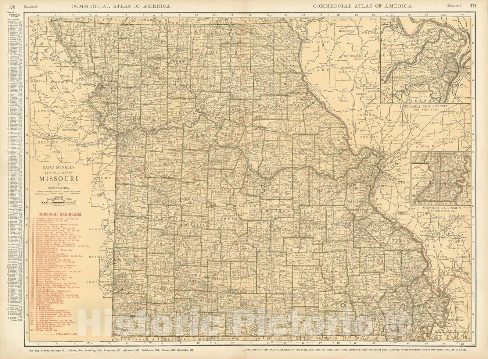 Historic Map : Missouri 1925 , v2, Vintage Wall Art