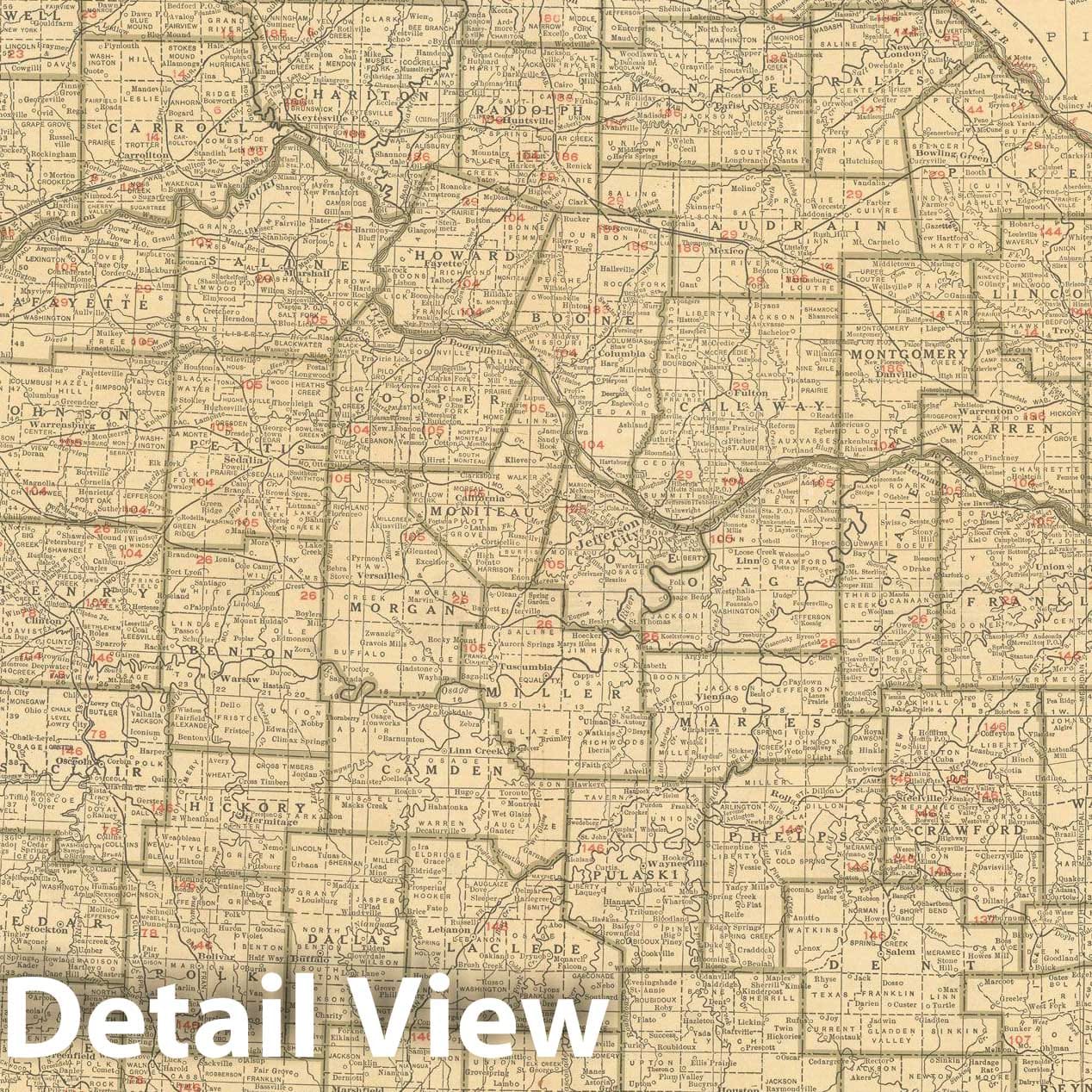 Historic Map : Missouri 1925 , v2, Vintage Wall Art