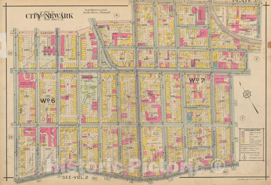 Historic Map : Atlas of Newark, Volume 1, Newark 1911 Plate 003 , Vintage Wall Art