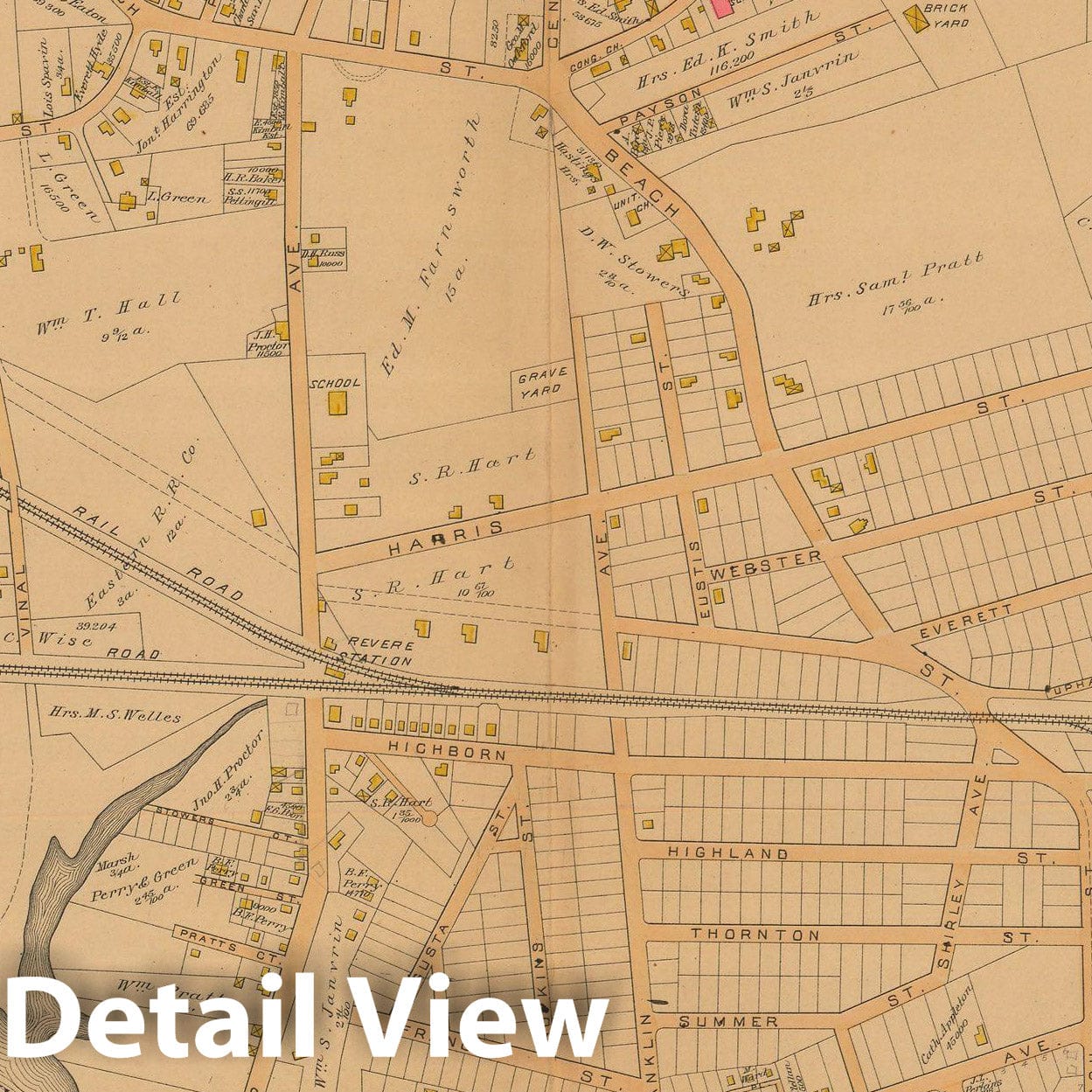 Historic Map : Atlas City of Chelsea and the Towns of Revere and Winthrop 1886 Plate N , Vintage Wall Art