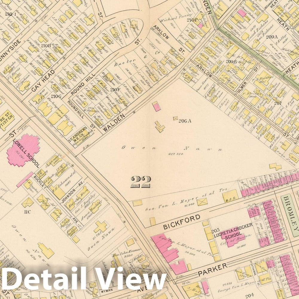 Historic Map : Atlas City of Boston Proper & Roxbury & Jamaica Plain 1895 Plate 032 , Vintage Wall Art