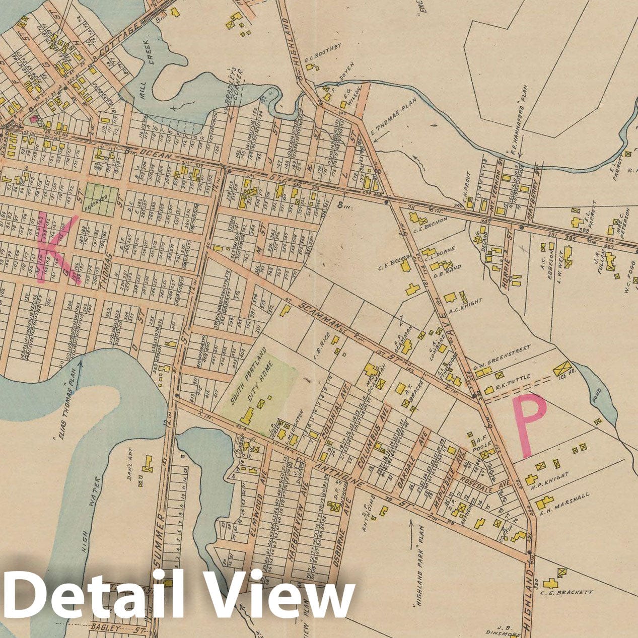 Historic Map : Atlas City of Portland, South Portland 1914 Plate 016 , Vintage Wall Art