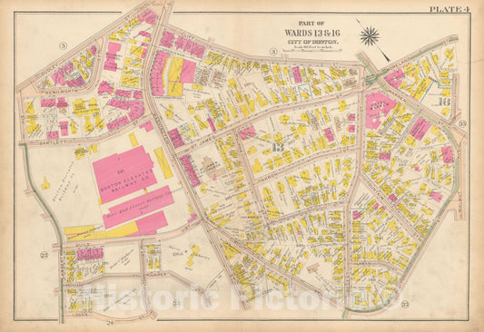Historic Map : Atlas City of Boston, Roxbury, Roxbury 1915 Plate 004 , Vintage Wall Art