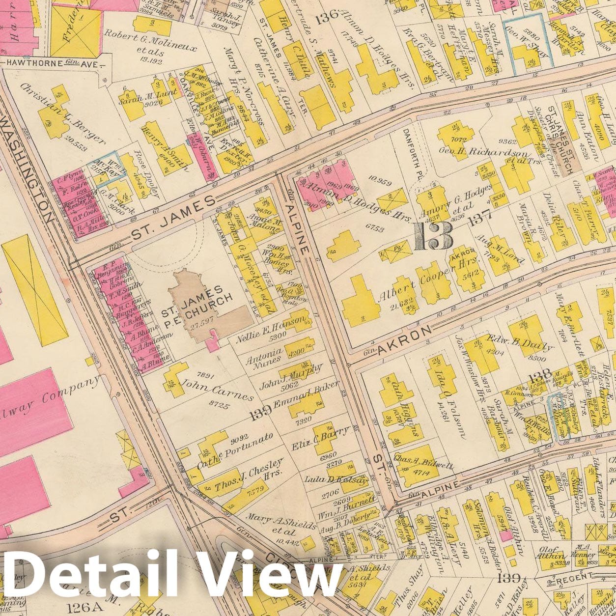 Historic Map : Atlas City of Boston, Roxbury, Roxbury 1915 Plate 004 , Vintage Wall Art