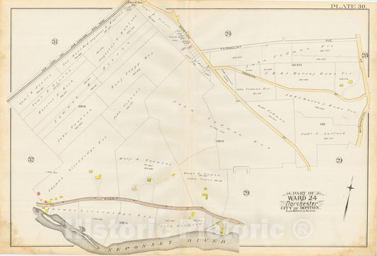 Historic Map : Atlas City of Boston, Vol. 5, Dorchester, Dorchester 1889 Plate 030 , Vintage Wall Art