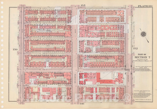 Historic Map : Manhattan Land Book 1955 - Updated Through Nov 7th, New York City 1975 Plate 151 , Vintage Wall Art