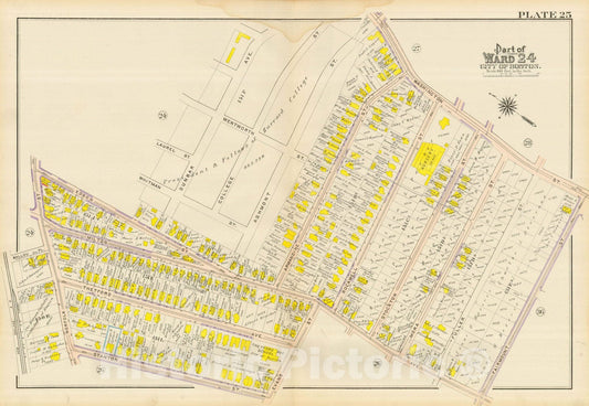 Historic Map : Atlas City of Boston, Dorchester, Dorchester 1910 Plate 025 , Vintage Wall Art