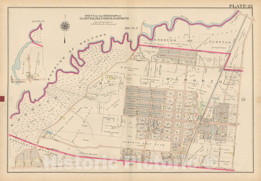 Historic Map : Atlas of Bergen County, New Jersey, Volume One, Closter & Delford & Haworth 1912 Plate 022 , Vintage Wall Art