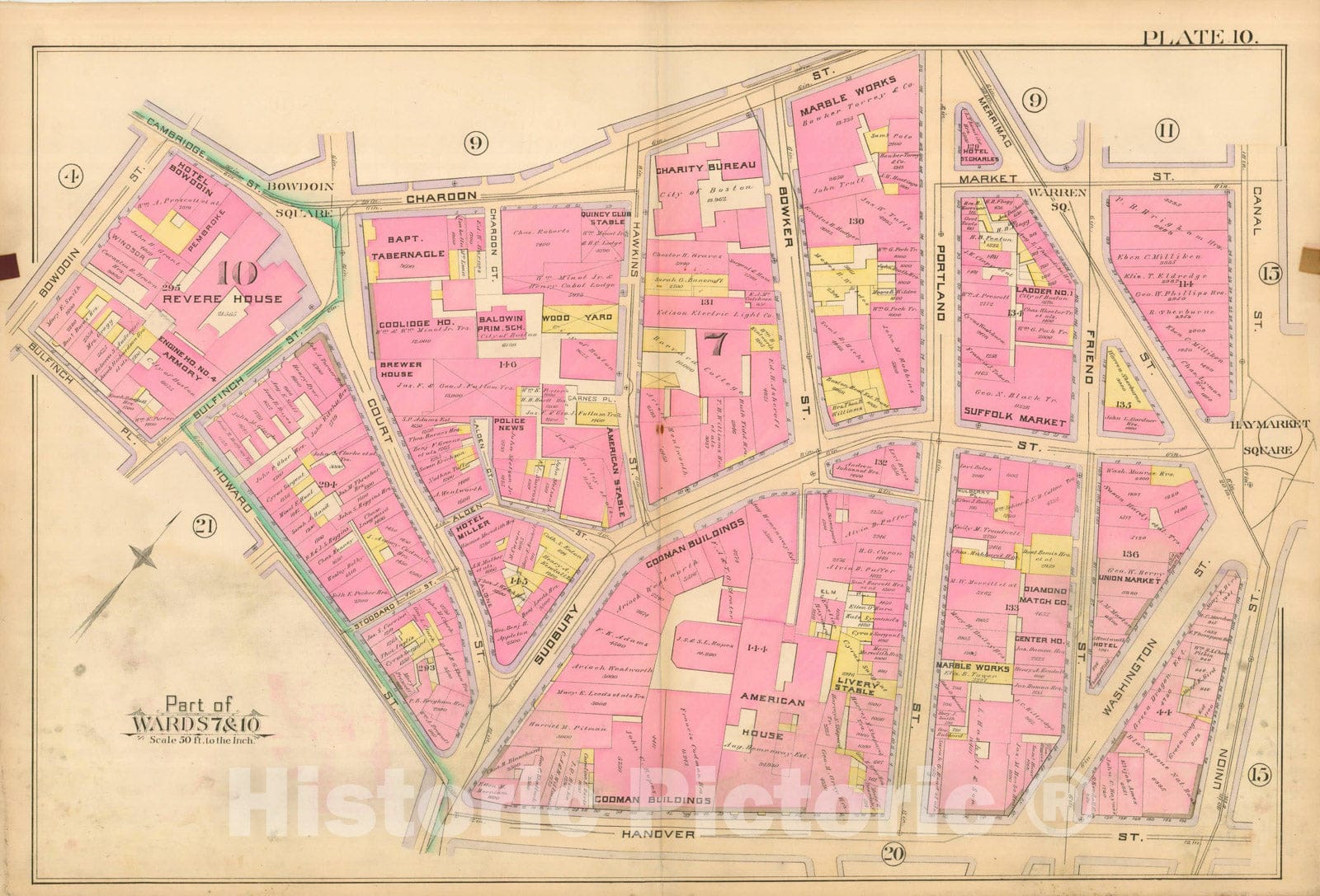 Historic Map : Atlas City of Boston, City Proper, Vol. I, Boston 1888 Plate 010 , Vintage Wall Art