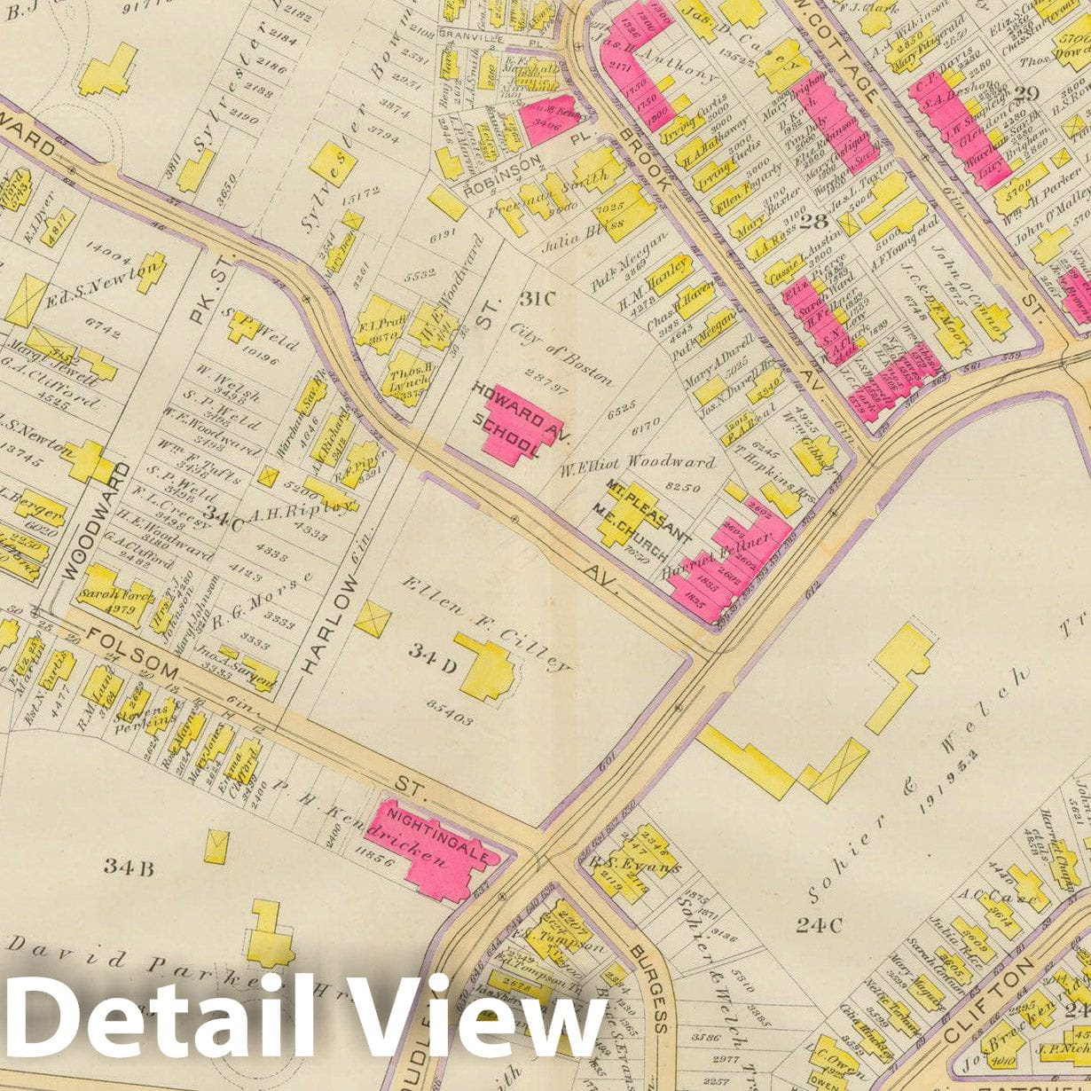 Historic Map : Atlas City of Boston, Vol. 5, Dorchester, Dorchester 1889 Plate 001 , Vintage Wall Art