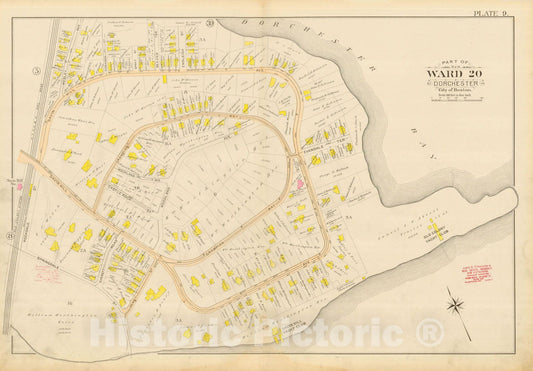 Historic Map : Atlas City of Boston, Vol. 5, Dorchester, Dorchester 1898 Plate 009 , Vintage Wall Art