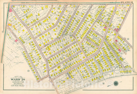 Historic Map : Atlas City of Boston, Vol. 5, Dorchester, 4th Ed., Dorchester 1904 Plate 015 , Vintage Wall Art