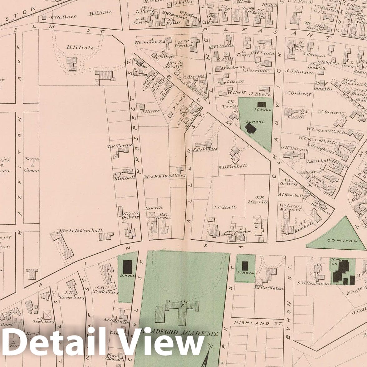 Historic Map : Atlas of Essex County, Bradford 1884 , Vintage Wall Art