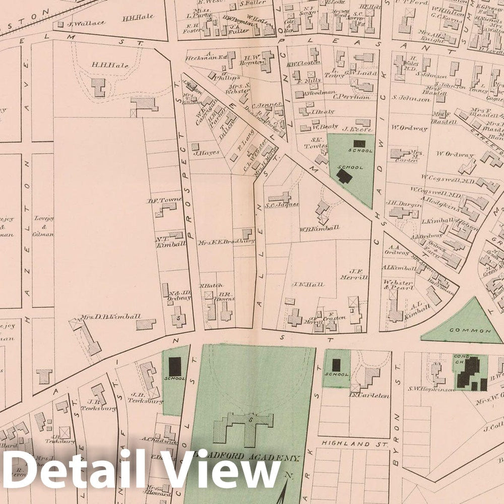 Historic Map : Atlas of Essex County, Bradford 1884 , Vintage Wall Art