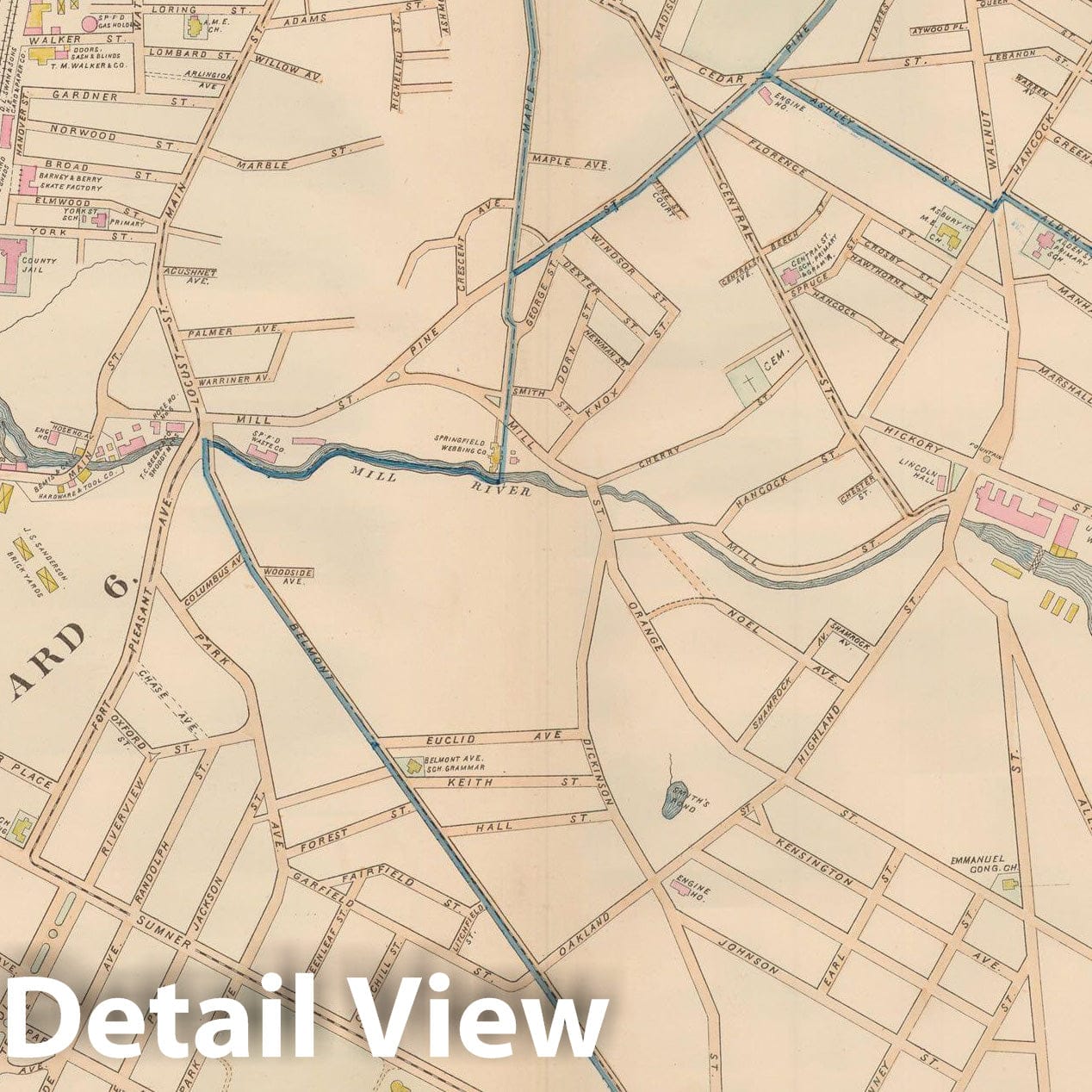 Historic Map : Atlas of Hampden County, Massachusetts, Springfield 1894 , v2, Vintage Wall Art