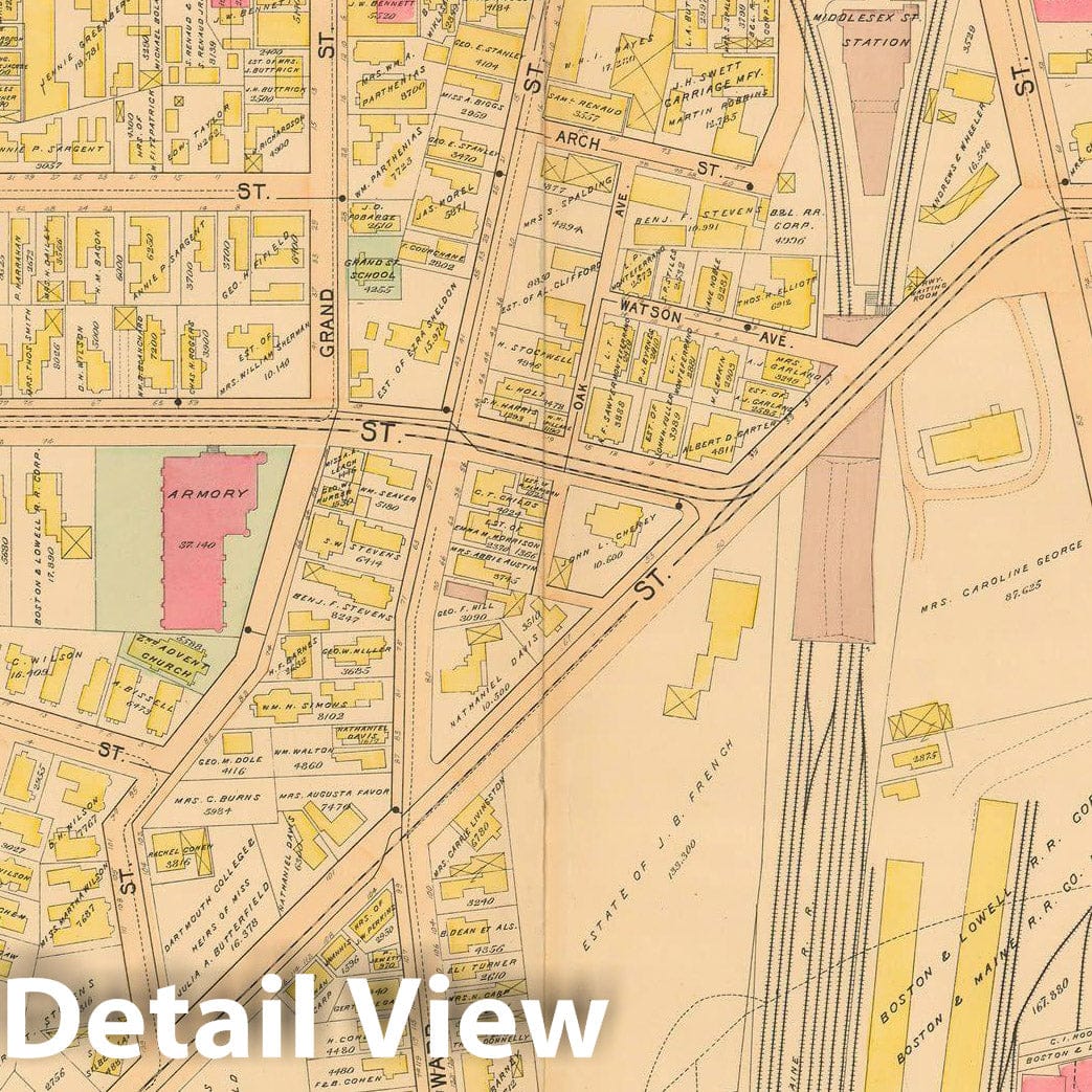 Historic Map : Atlas City of Lowell, 1896 Plate 006 , Vintage Wall Art