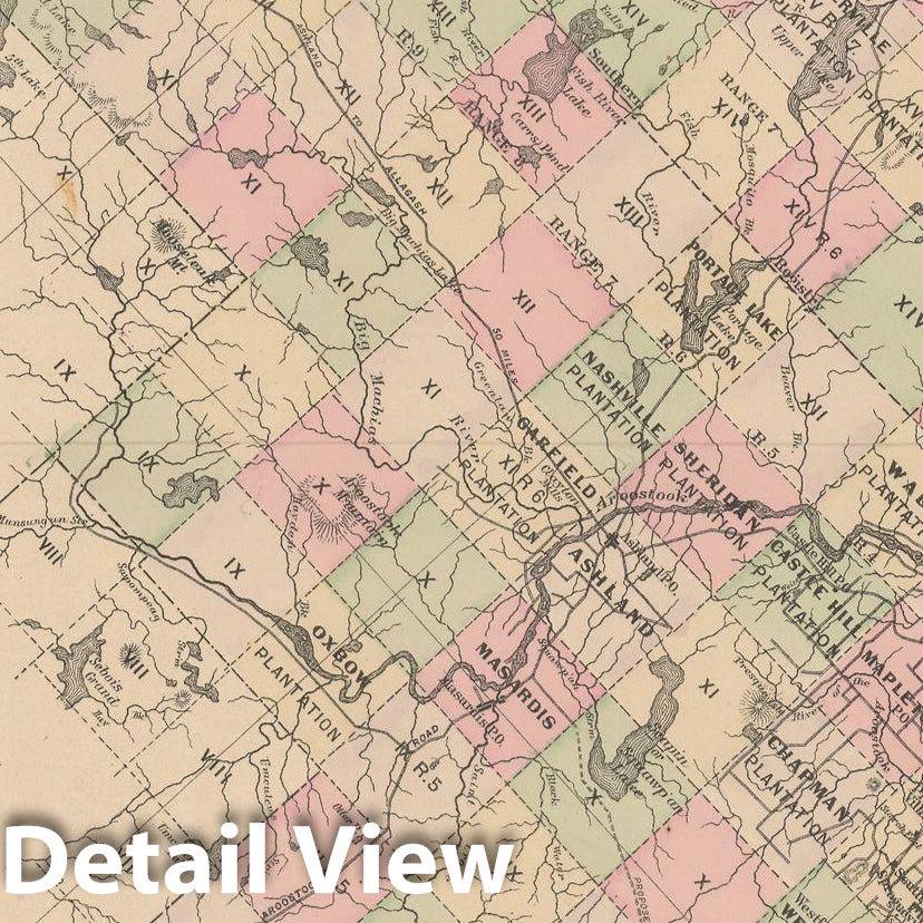 Historic Map : Atlas of Maine, Aroostook 1885 , Vintage Wall Art