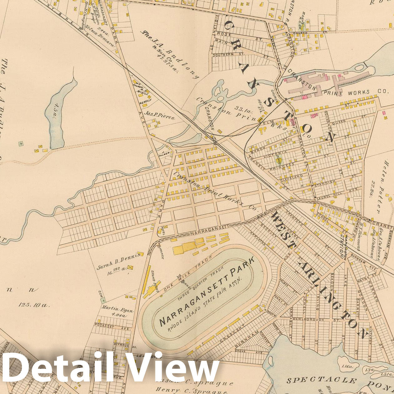 Historic Map : Atlas of Providence County, Cranston 1895 Plate 003 , Vintage Wall Art