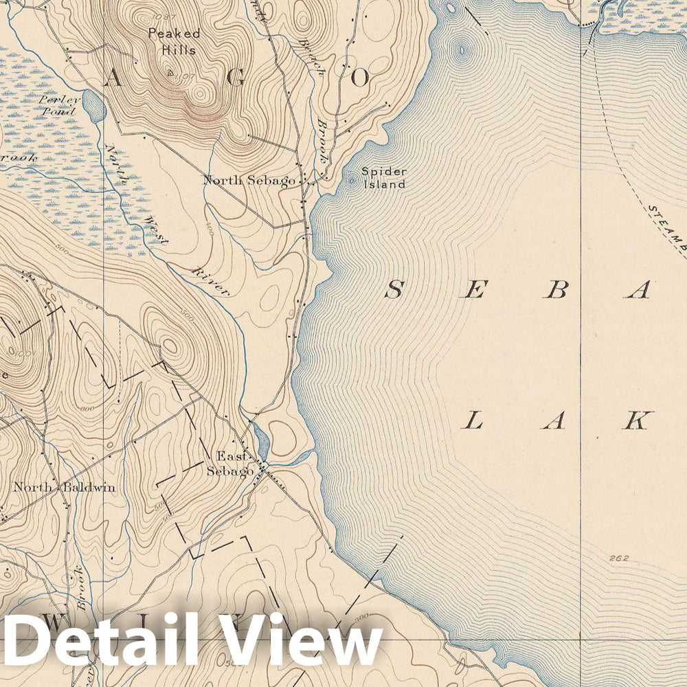 Historic Map : Atlas of Maine 1905, Baldwin & Naples & Sebago 1905 Topographic Map , Vintage Wall Art