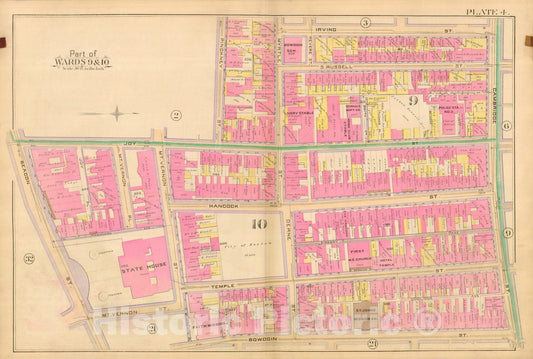 Historic Map : Atlas City of Boston, City Proper, Vol. I, Boston 1888 Plate 004 , Vintage Wall Art