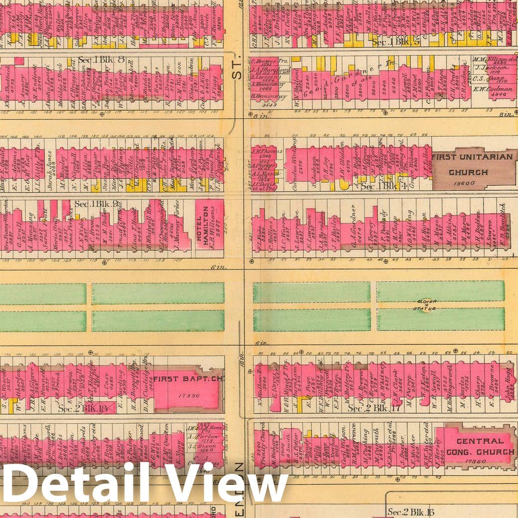 Historic Map : Atlas City of Boston, City Proper and Roxbury, Boston 1890 Plate 012 , Vintage Wall Art
