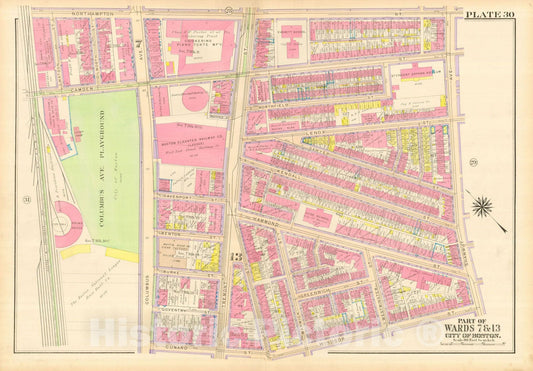 Historic Map : Atlas City of Boston, Boston Proper and Back Bay, Boston 1917 Plate 030 , Vintage Wall Art
