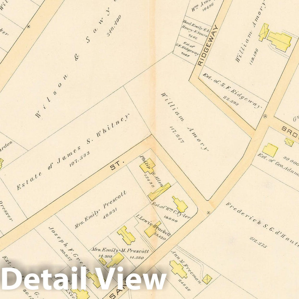 Historic Map : Atlas Town of Brookline, Brookline 1888 Plate C , Vintage Wall Art
