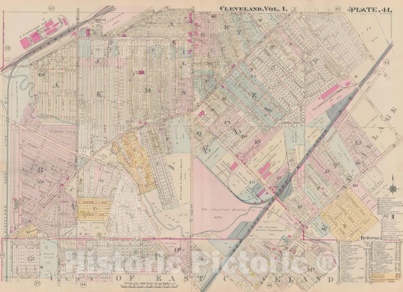 Historic Map : Plat Book of The City of Cleveland, Vol. One, 1912 Plate 041 , Vintage Wall Art