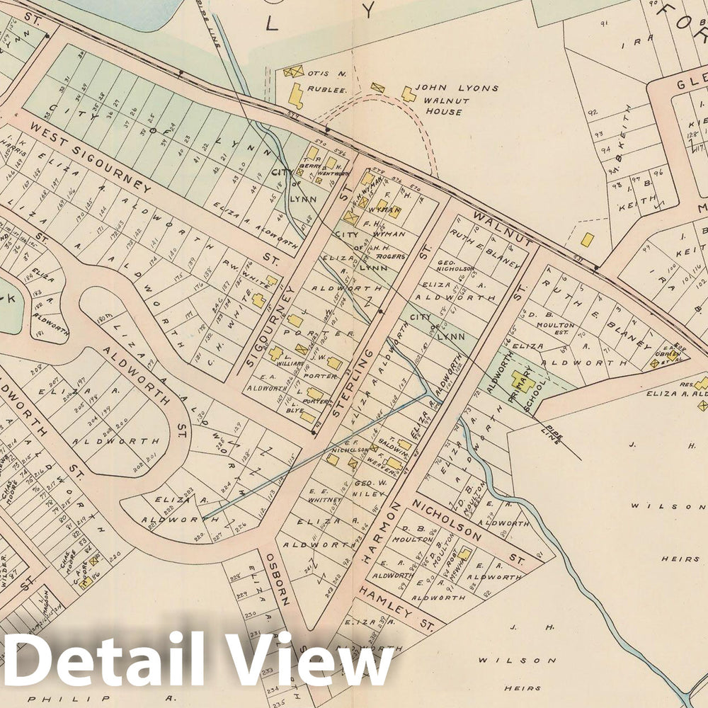Historic Map : Atlas of Lynn, Swampscott and Saugus, Lynn 1905 Plate 012 , Vintage Wall Art