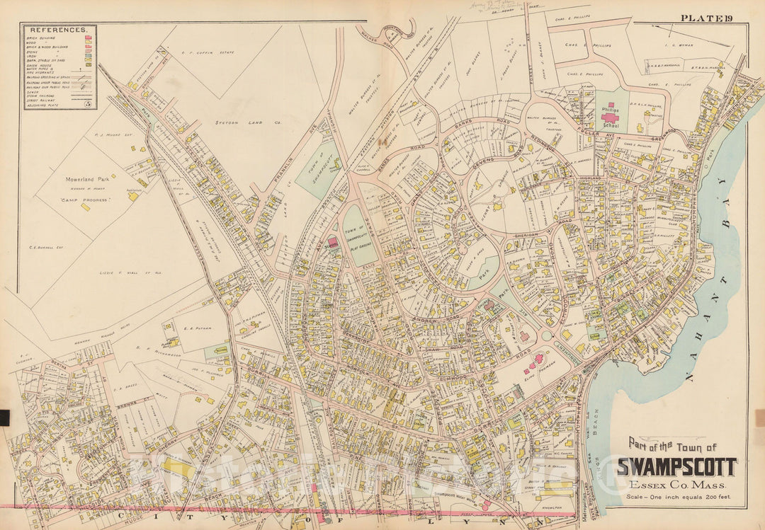 Historic Map : Atlas of Lynn, Swampscott and Saugus, Swampscott 1905 Plate 019 , Vintage Wall Art