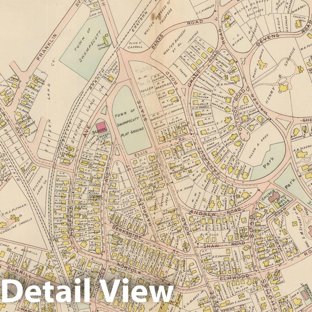 Historic Map : Atlas of Lynn, Swampscott and Saugus, Swampscott 1905 Plate 019 , Vintage Wall Art