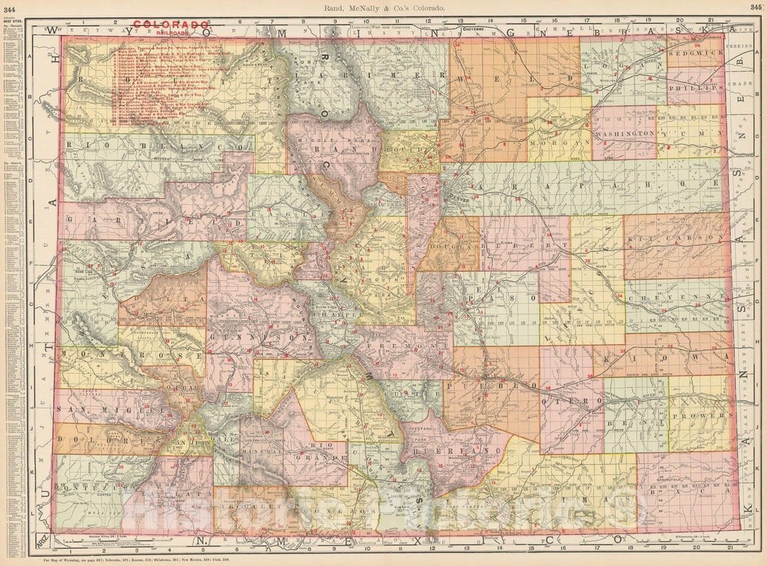 Historic Map : Colorado 1903 , Rand McNally Business Atlas , Vintage Wall Art