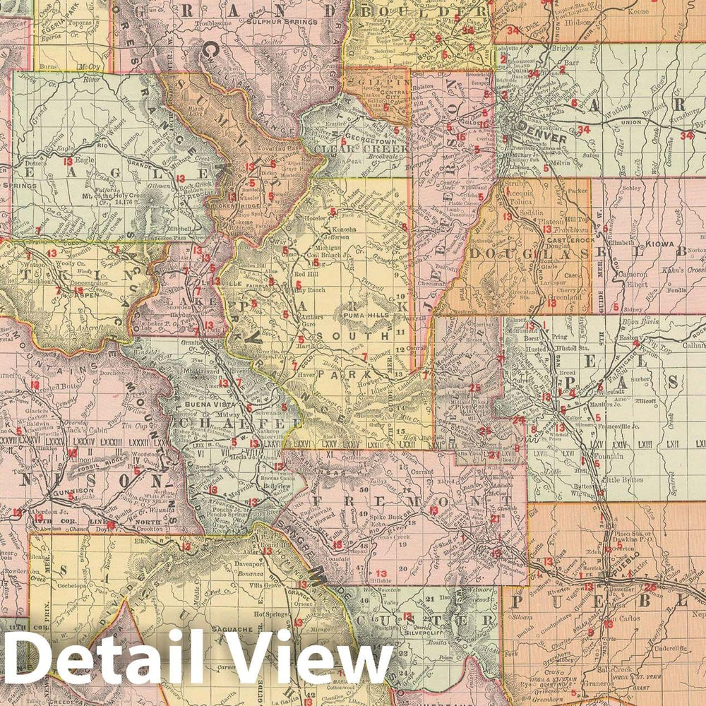 Historic Map : Colorado 1903 , Rand McNally Business Atlas , Vintage Wall Art