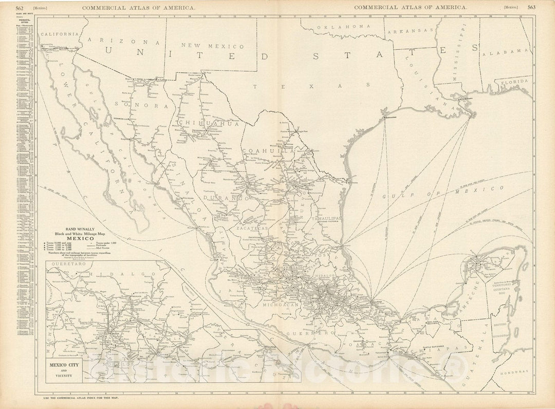 Historic Map : Commercial Atlas of America, 56th Edition, Mexico 1925 , v2, Vintage Wall Art