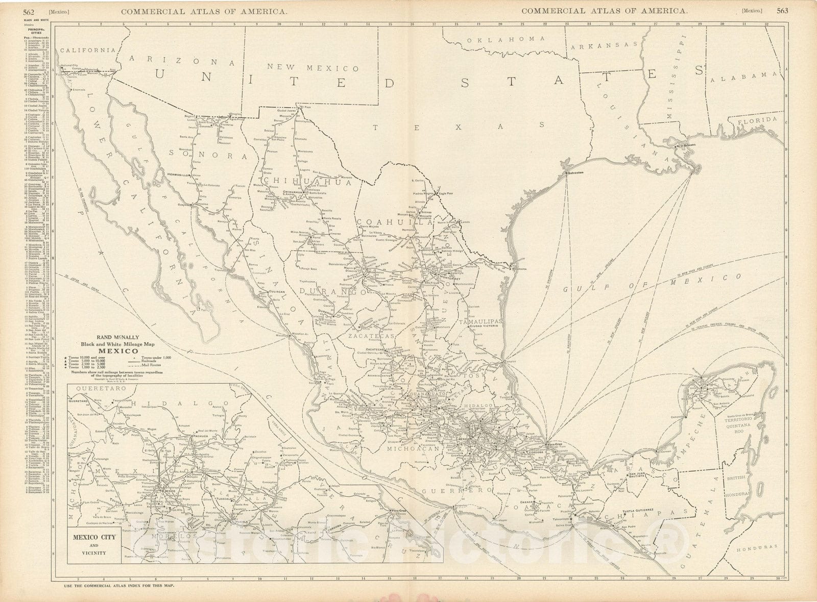 Historic Map : Commercial Atlas of America, 56th Edition, Mexico 1925 , v2, Vintage Wall Art