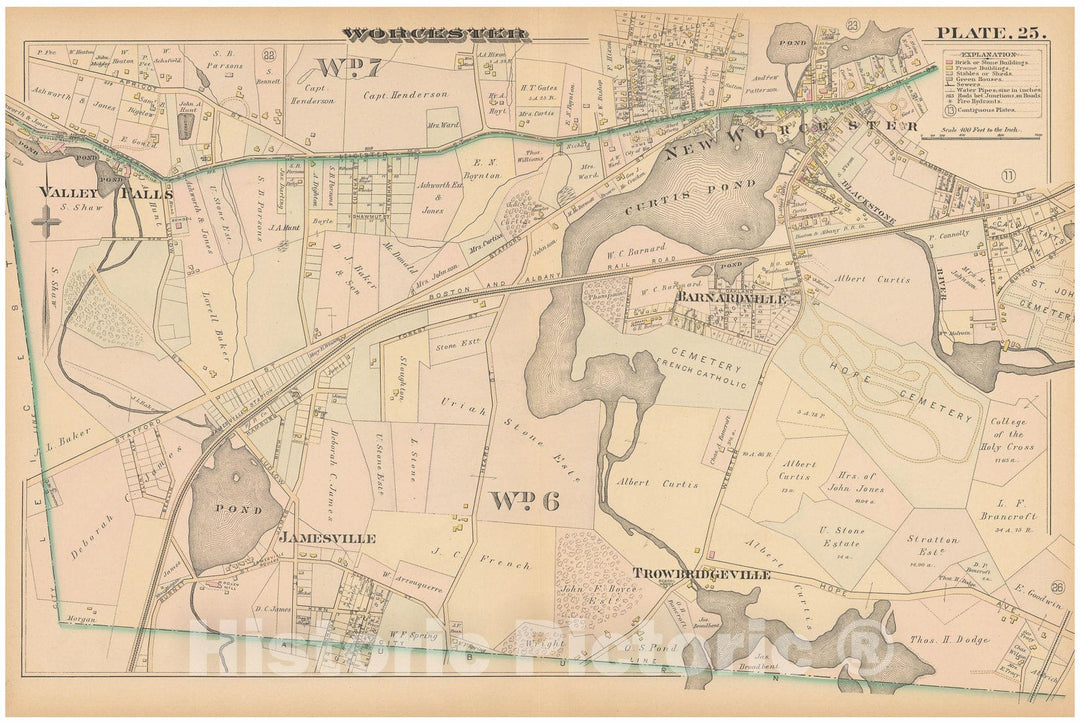 Historic Map : Atlas City of Worcester, MA, Worcester 1886 Plate 025 , Vintage Wall Art