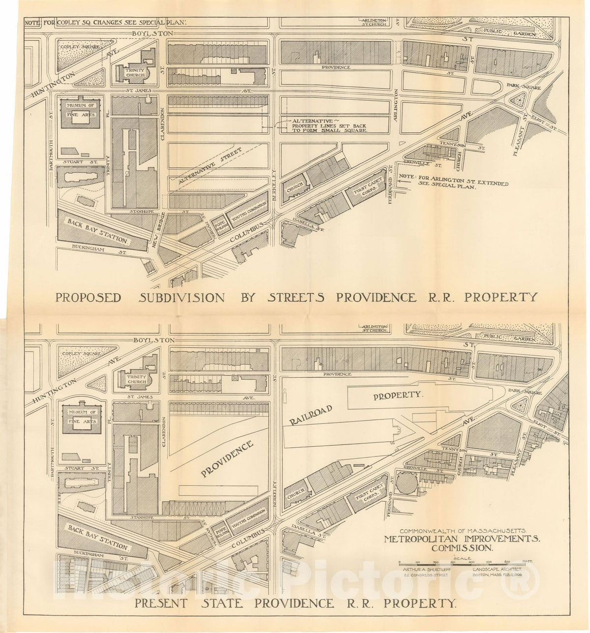 Historic Map : Public Improvements for the Metropolitan District, Boston 1909 , Vintage Wall Art