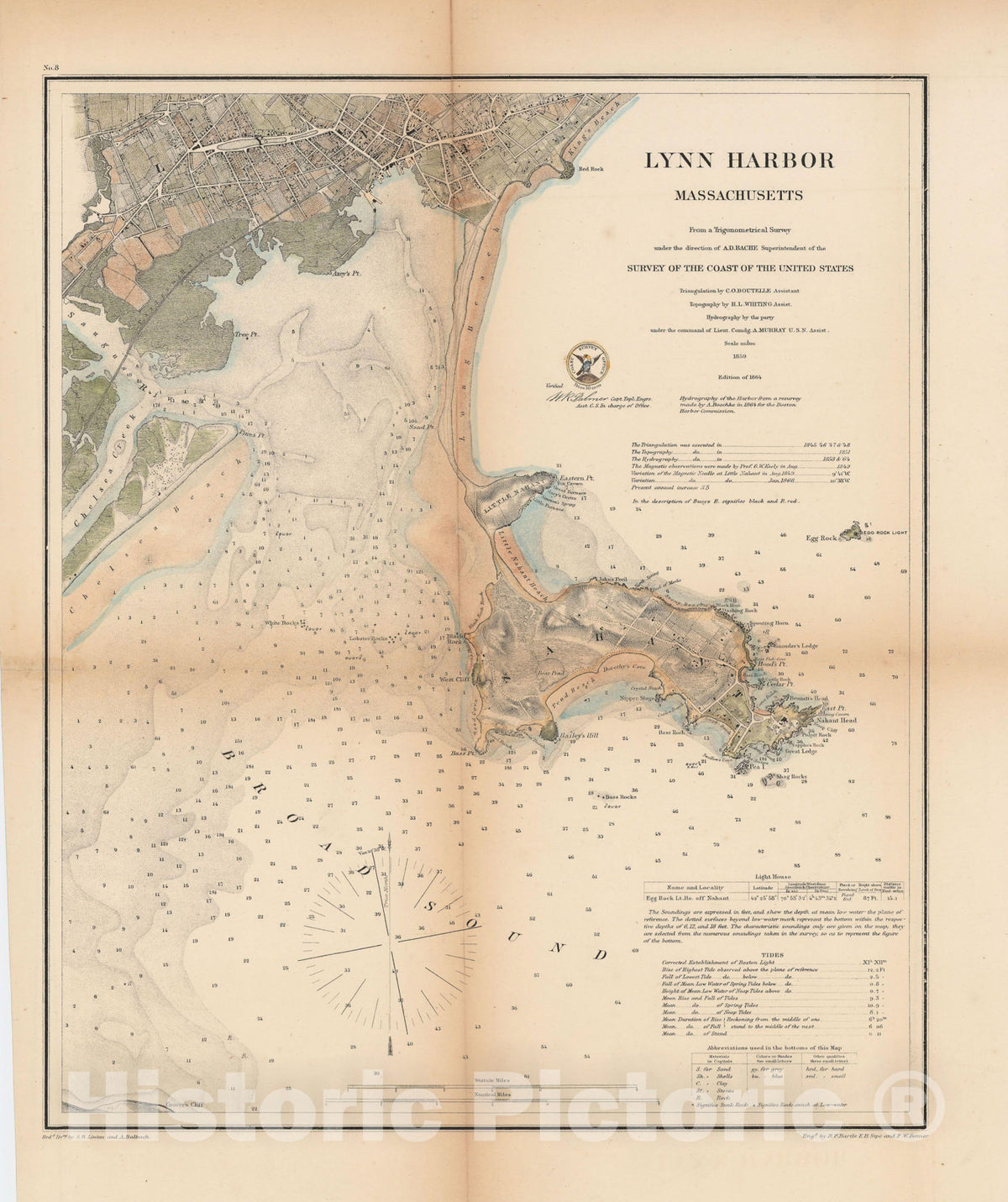 Historic Map : Lynn & Nahant 1864 Topographic Map , Vintage Wall Art