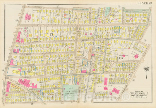 Historic Map : Atlas City of Boston, Dorchester, Dorchester 1933 Plate 022 , Vintage Wall Art