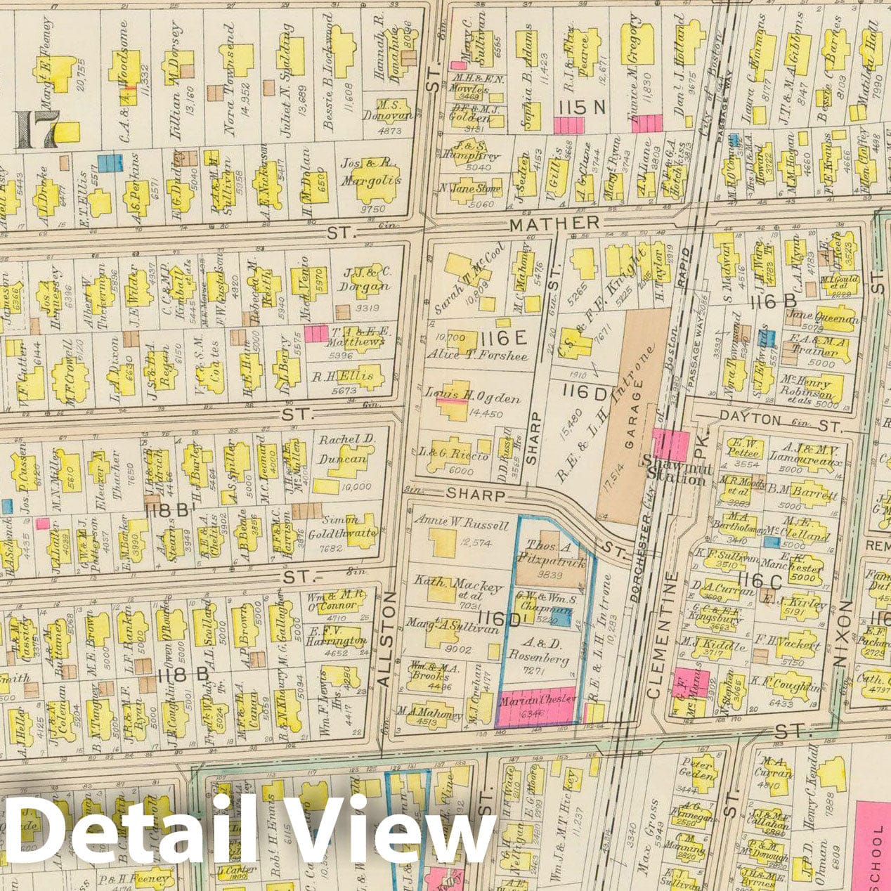 Historic Map : Atlas City of Boston, Dorchester, Dorchester 1933 Plate 022 , Vintage Wall Art