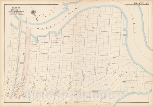 Historic Map : Atlas City of Boston: Charlestown and East Boston, East Boston 1912 Plate 035 , Vintage Wall Art