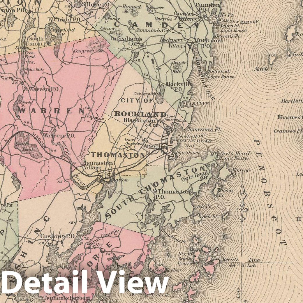 Historic Map : Atlas of Maine, Knox 1885 , Vintage Wall Art