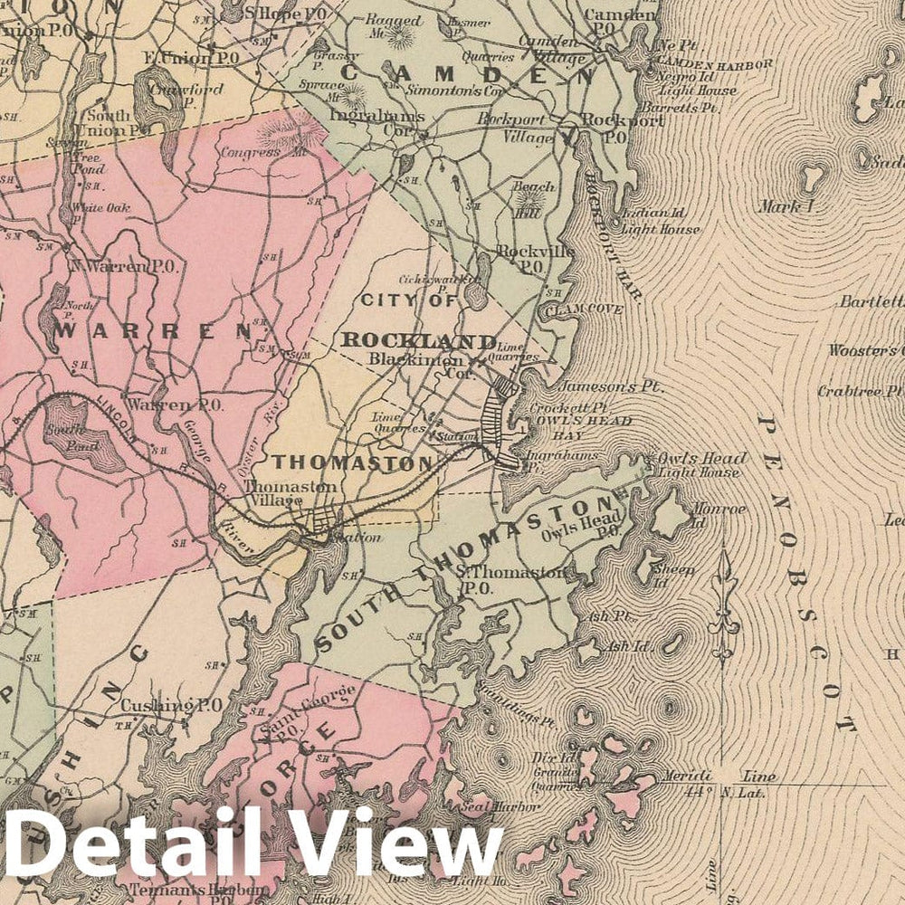 Historic Map : Atlas of Maine, Knox 1885 , Vintage Wall Art